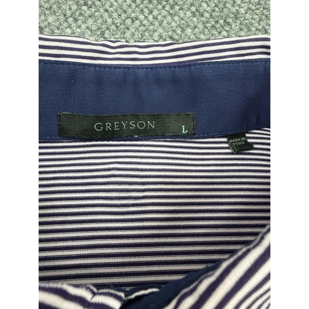 Greyson Men's Large Purple Striped Golf Performance Polo Shirt - Picture 3 of 8